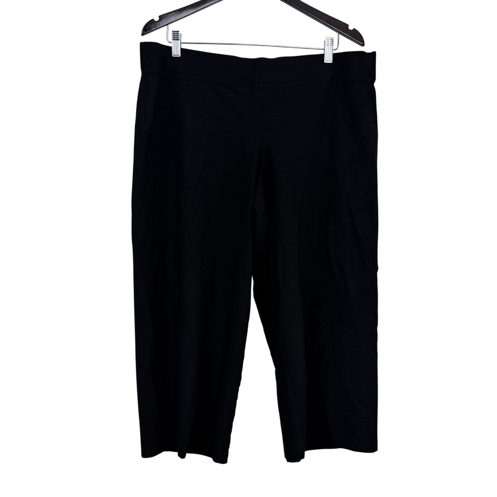 Eileen Fisher Pants Womens XL Black Cropped Pull On Stretch Viscose Blend Crepe